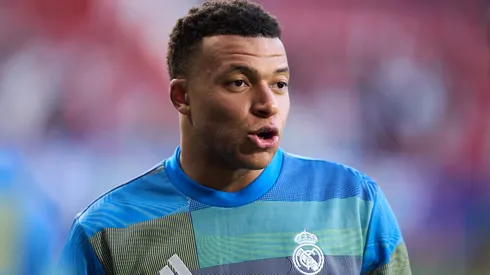 O atacante Mbappé em partida do Real Madrid (Juan Manuel Serrano Arce/Getty Images)