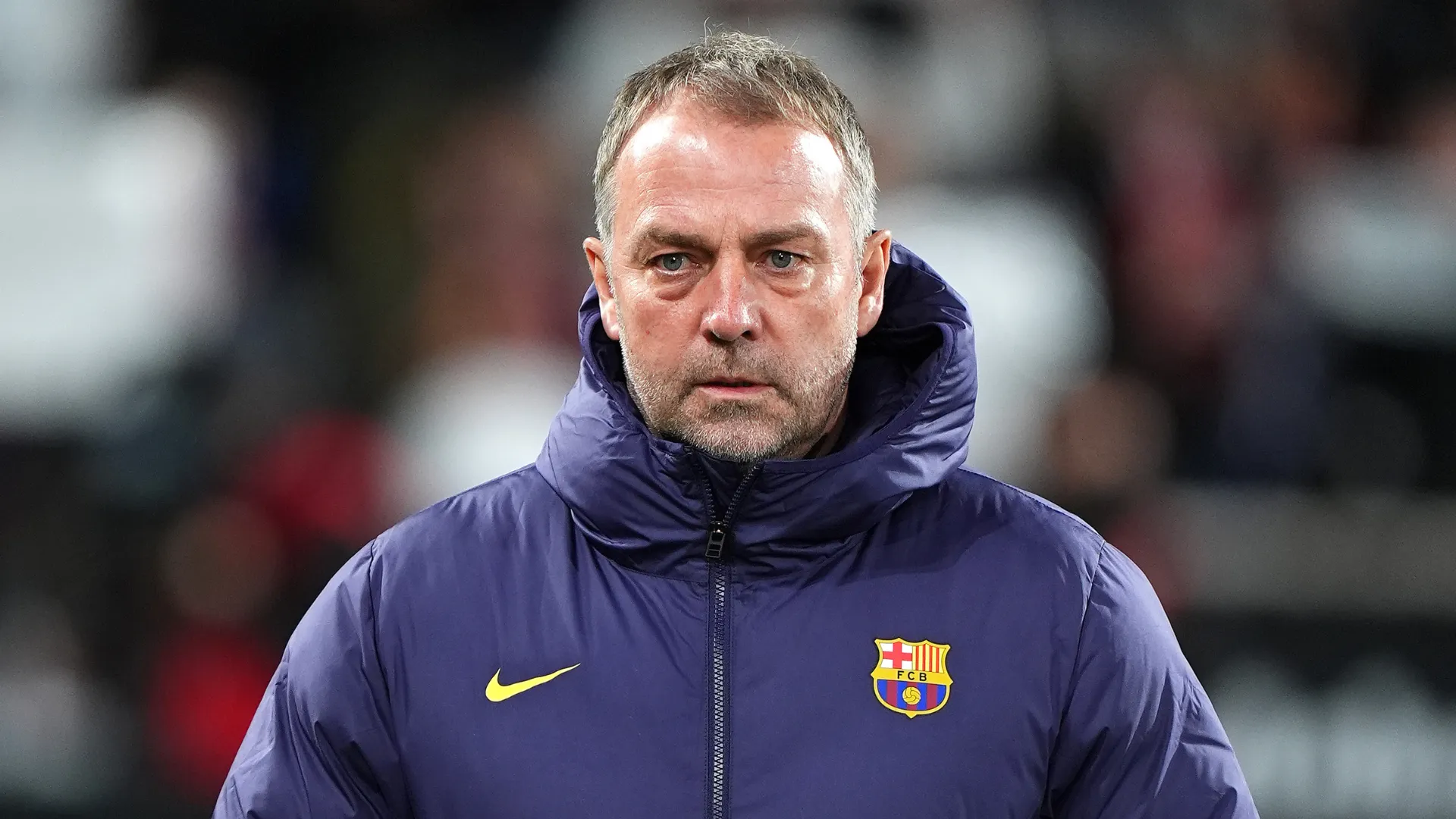 Hansi Flick durante partida do Barcelona