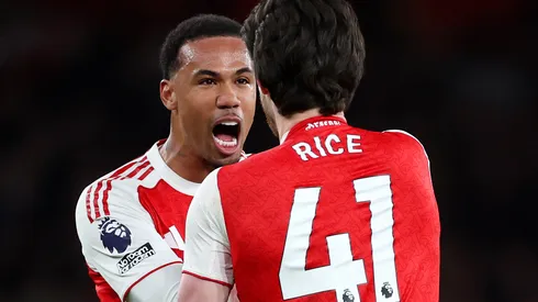 Gabriel Magalhães e Rice em uma partida pelo Arsenal. Foto: Justin Setterfield/Getty Images