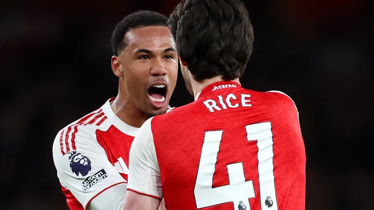 Gabriel Magalhães e Rice em uma partida pelo Arsenal. Foto: Justin Setterfield/Getty Images