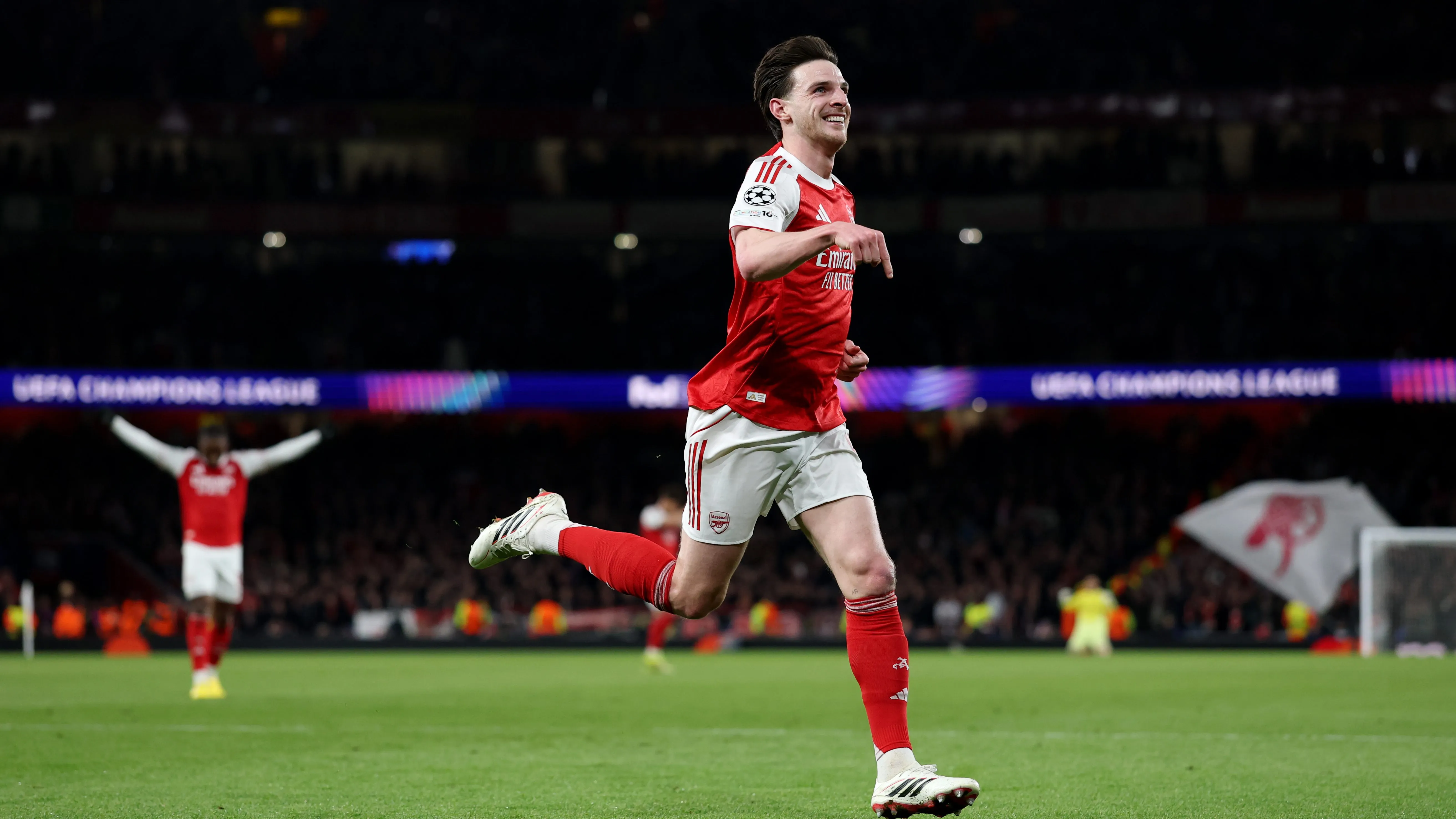 Rice comemorando gol do Arsenal. Foto: Justin Setterfield/Getty Images
