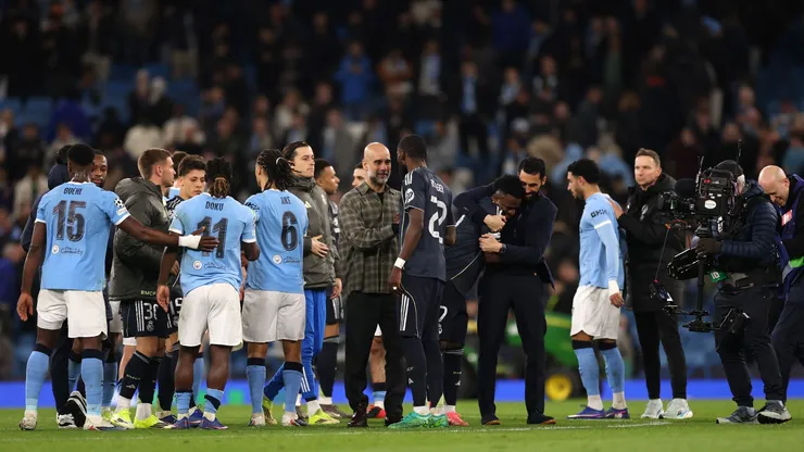 Interação entre Guardiola e Rüdiger após Manchester City x Real Madrid
