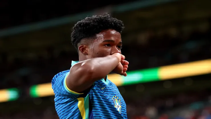 Endrick em 2024 pela Seleção Brasileira - Catherine Ivill/Getty Images