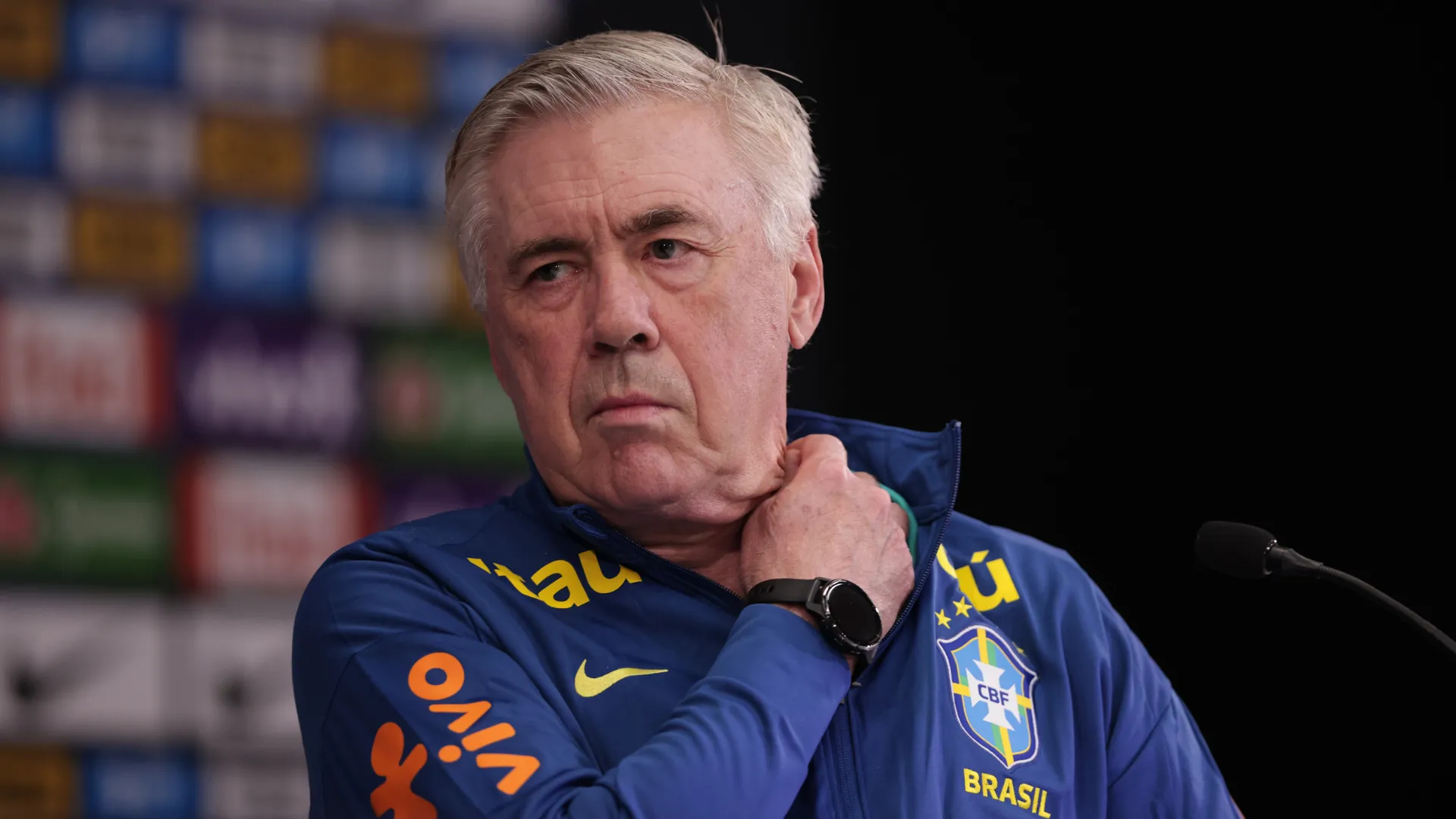 Carlo Ancelotti em coletiva da Seleção