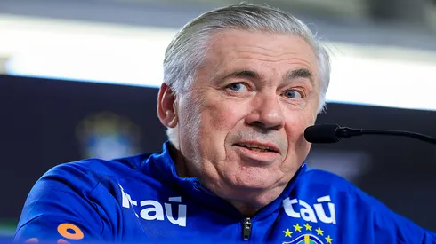 Carlo Ancelotti em coletiva de imprensa da Seleção Brasileira – Buda Mendes/Getty Images