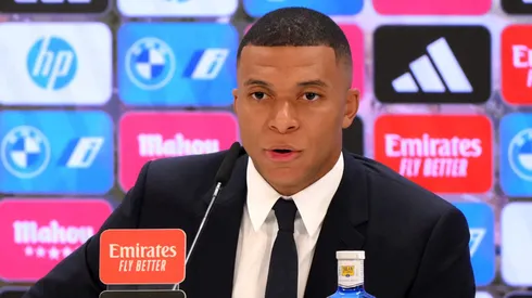 Mbappé durante entrevista coletiva. (Photo by David Ramos/Getty Images)