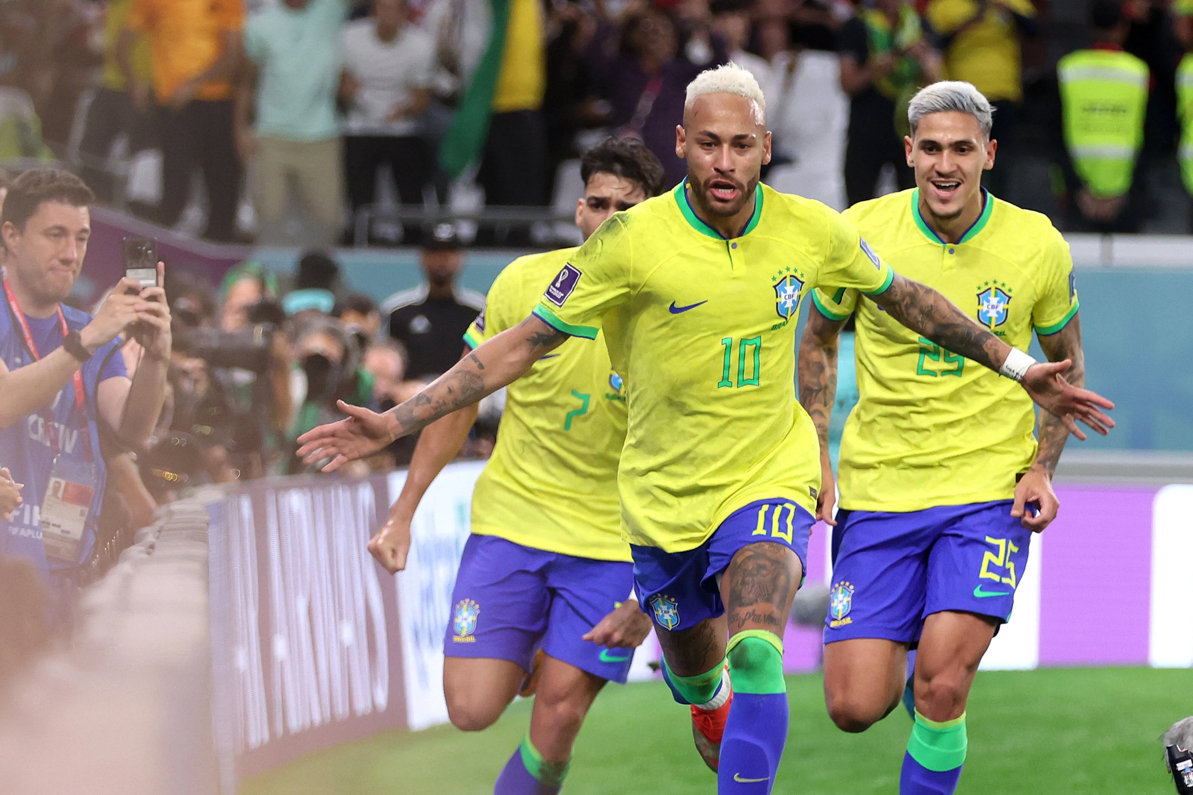 Neymar comemora gol pela Seleção Brasileira – FIFA World Cup Qatar 2022 – quartas de final. Foto: