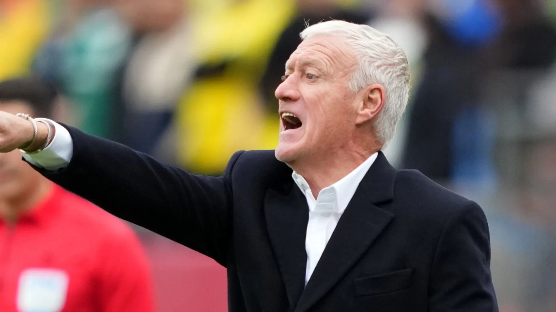 Didier Deschamps, técnico da França em jogo contra o Brasil