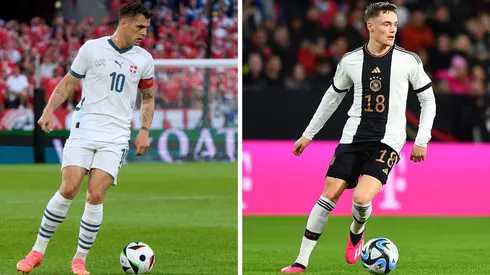 Xhaka, da Suíça (Foto:IMAGO / IPA Sport) e Florian Wirtz, da Alemanha (Foto: IMAGO / Vitalii Kliuiev)