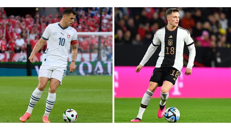 Xhaka, da Suíça (Foto:IMAGO / IPA Sport) e Florian Wirtz, da Alemanha (Foto: IMAGO / Vitalii Kliuiev)
