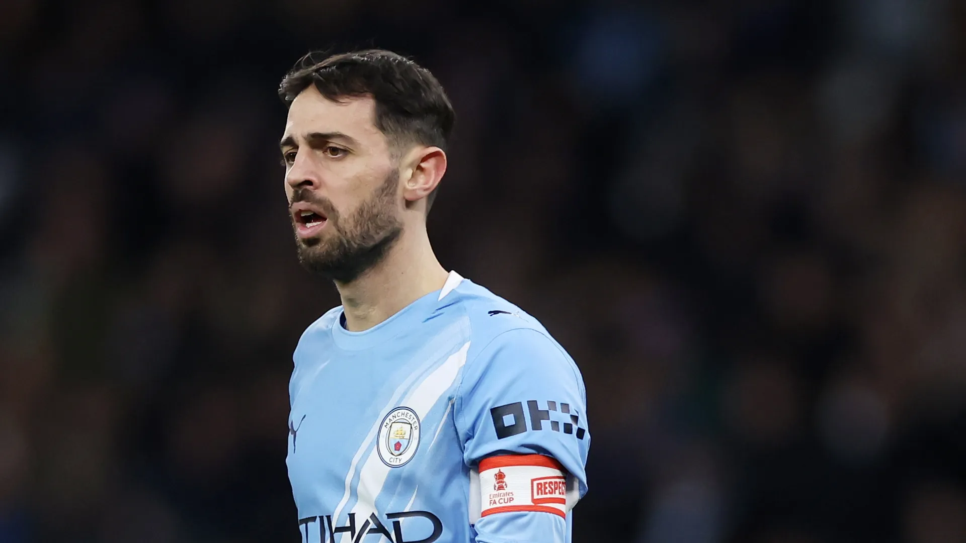 O meia Bernardo Silva em jogo do Manchester City