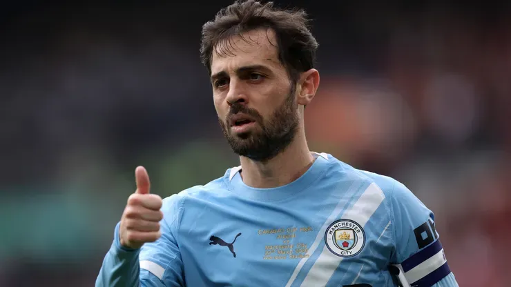 Bernardo Silva em campo com a camisa do Manchester City. Foto: Justin Setterfield/Getty Images
