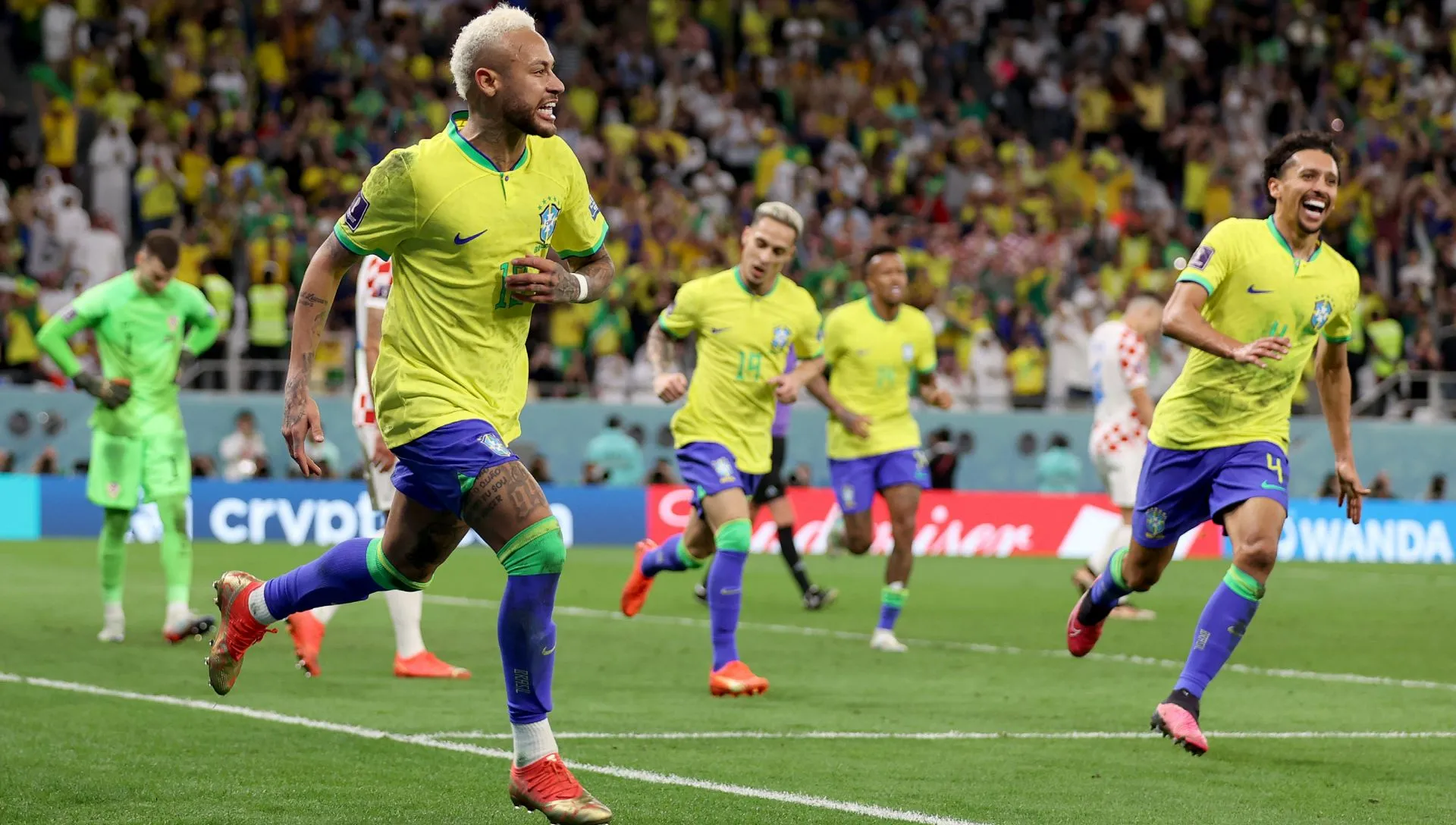 Neymar comemora gol contra Croácia pela Copa do Mundo Catar 2022. Foto: Lars Baron/Getty Images