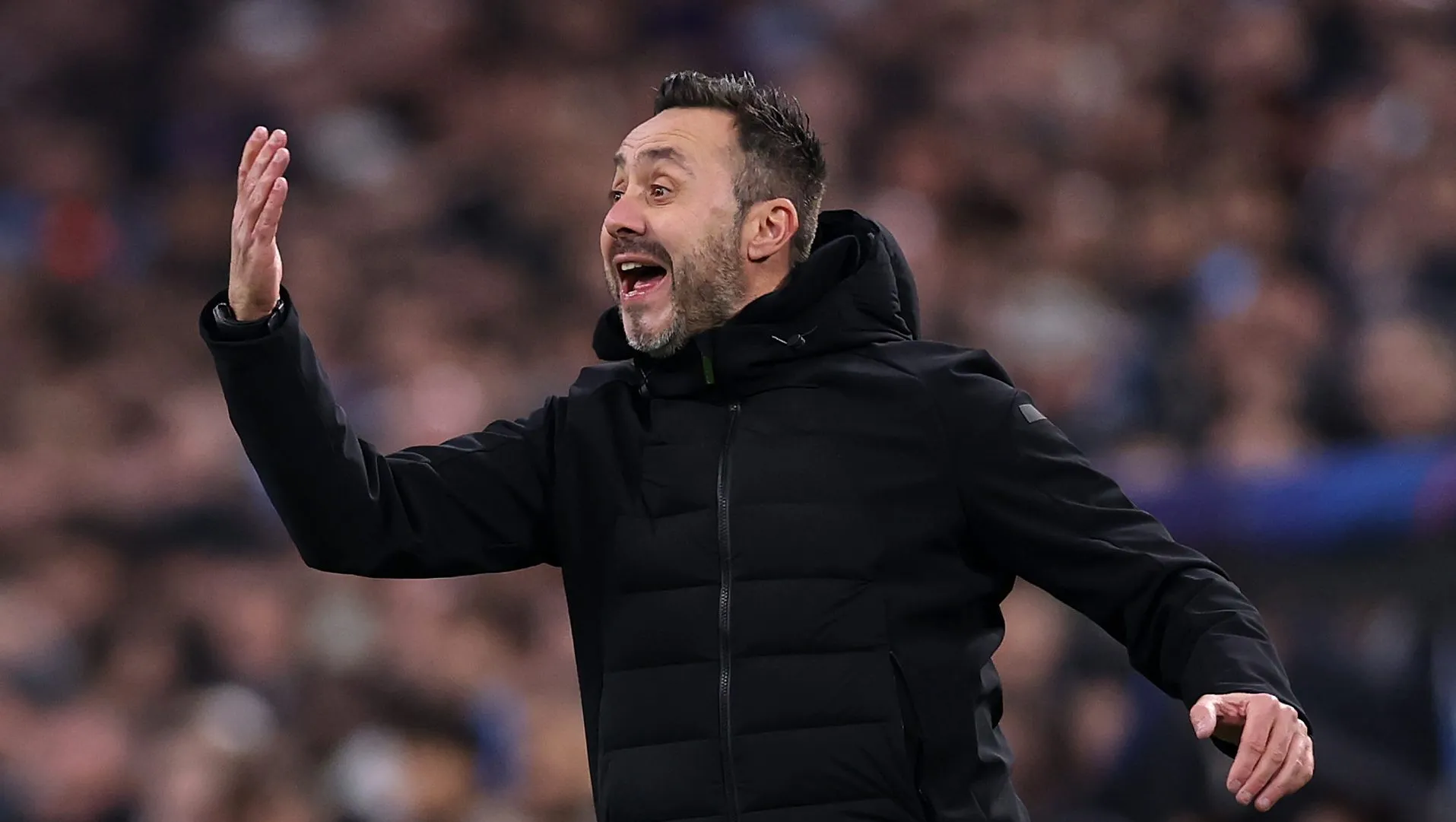 Roberto De Zerbi, Manager of Marseille, gestures during the UEFA Champions League 202526 League Phase MD7 match between Olympique de Marseille and Liverpool FC at Stade de Marseille on January 21, 2026 in Marseille, France. (Photo by Justin SetterfieldGetty Images)