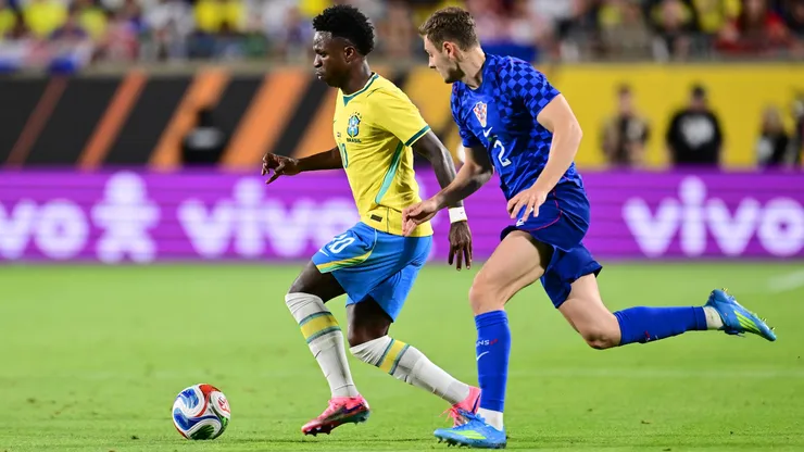 Vini Jr. no amistoso Brasil x Croácia (Julio Aguilar/Getty Images)