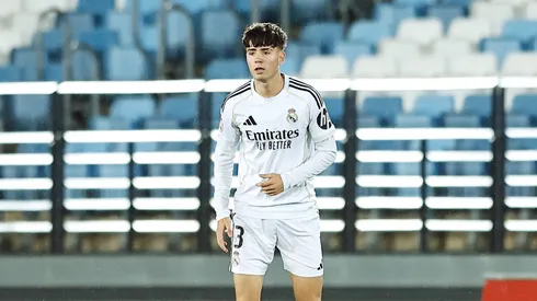 Víctor Valdepeñas (RM Castilla), 13 DE FEVEREIRO DE 2026 - Futebol: partida do grupo 1 da Primera RFEF Espanhola entre Real Madrid Castilla e Athletic Club de Bilbao B no Estádio Alfredo Di Stéfano, em Madrid, Espanha. Foto: IMAGO / AFLOSPORT