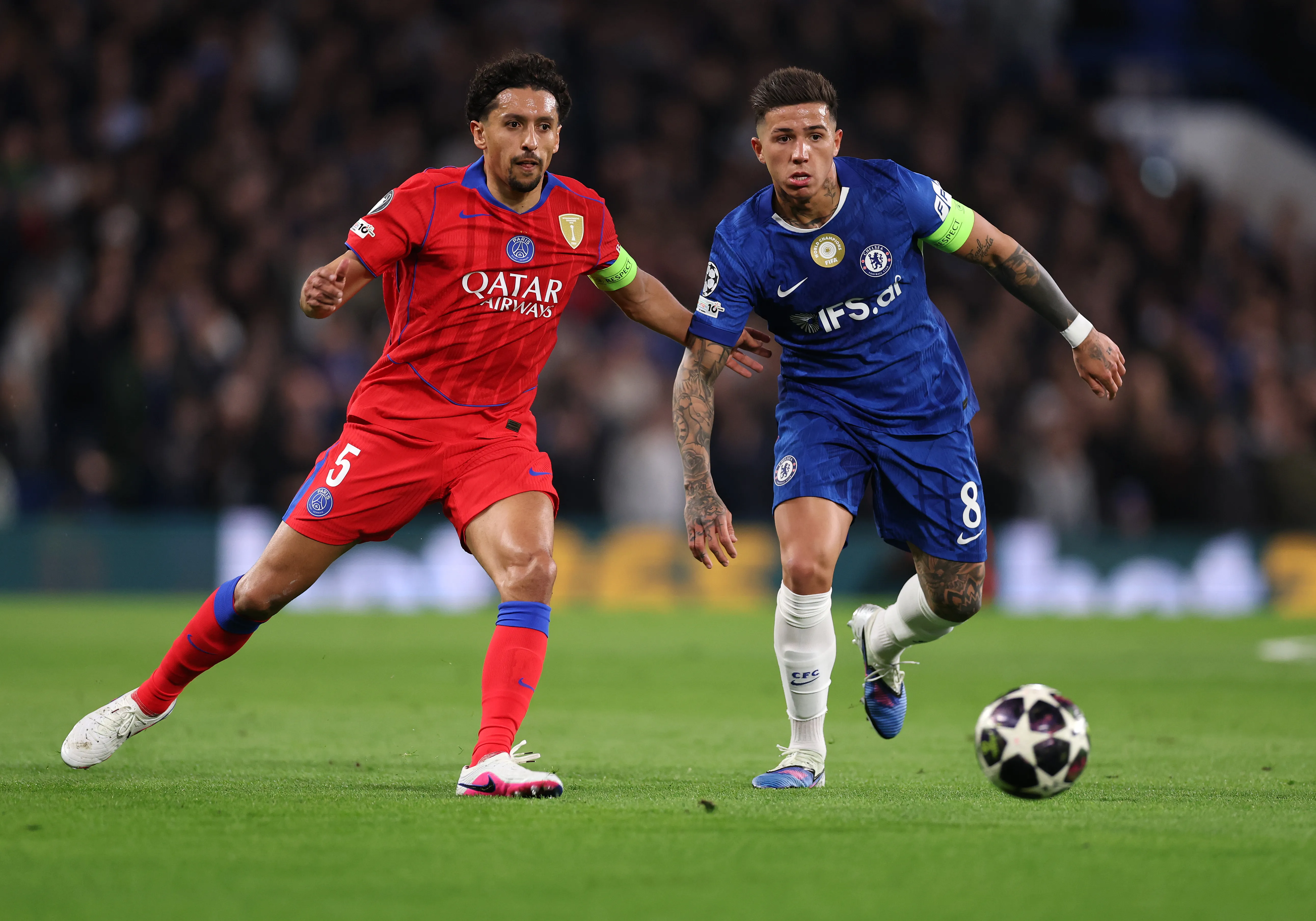 Marquinhos x Chelsea. Foto: Ryan Pierse/Getty Images