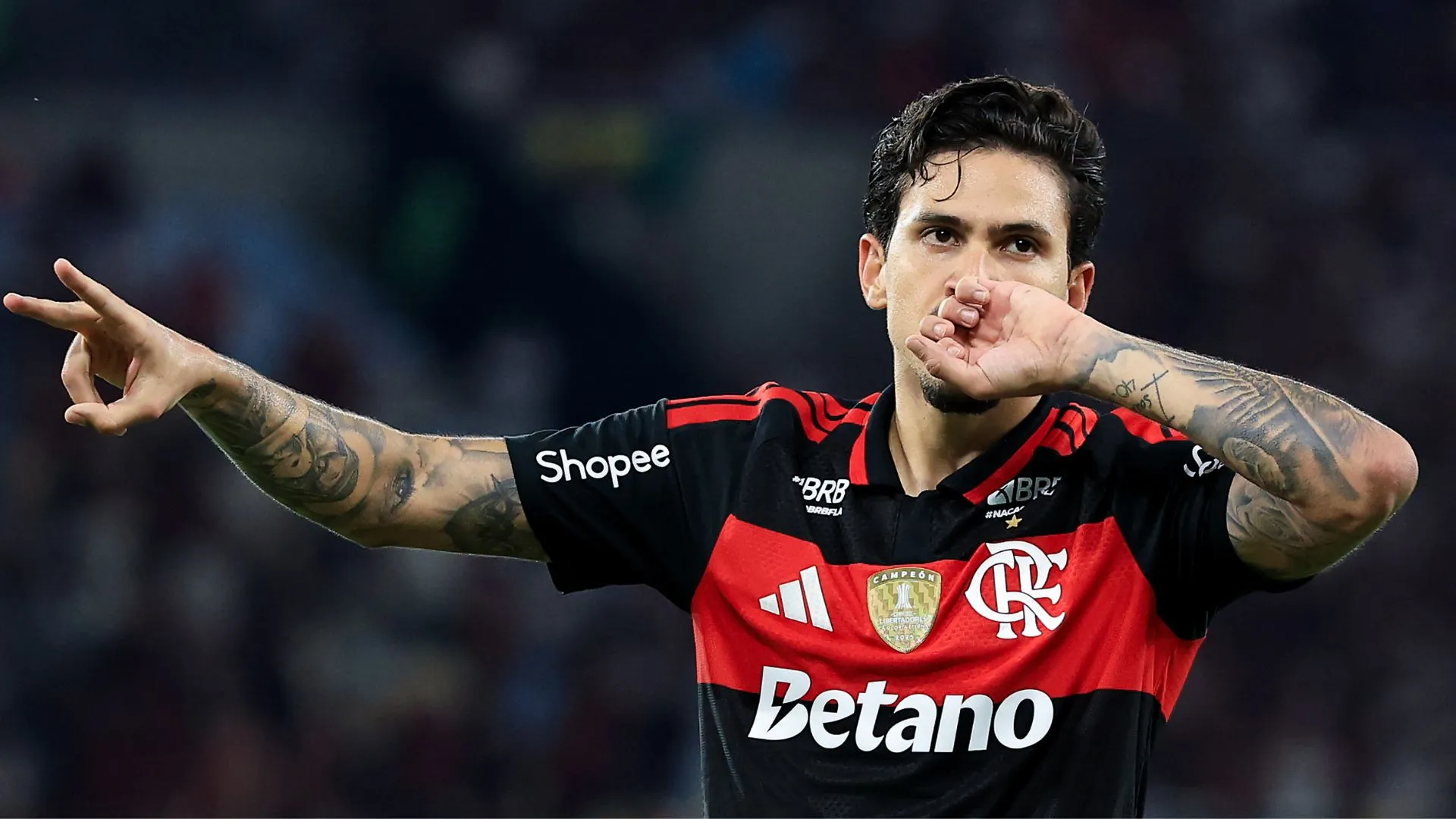 Pedro marcou pelo Flamengo contra o Santos (foto: Buda Mendes/Getty Images)