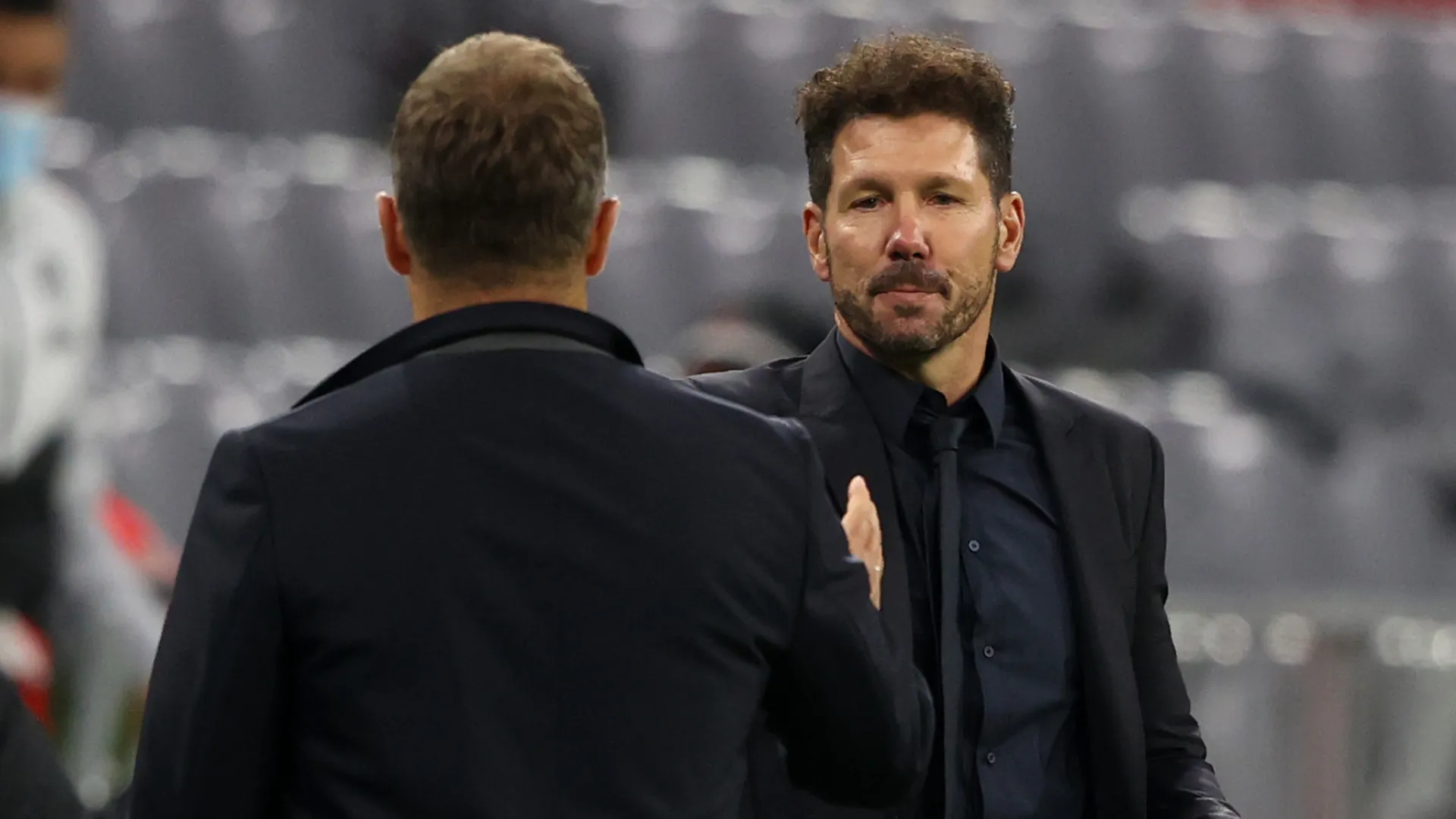 Hansi Flick e Diego Simeone antes de partida
