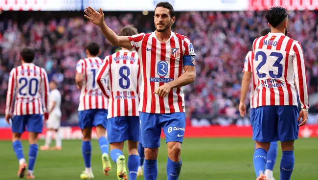 Koke comemora gol durante partida da LaLiga. Foto: Florencia Tan Jun/Getty Images