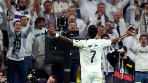 Vinicius Junior comemorando pelo Real Madrid. (Foto: Angel Martinez/Getty Images)