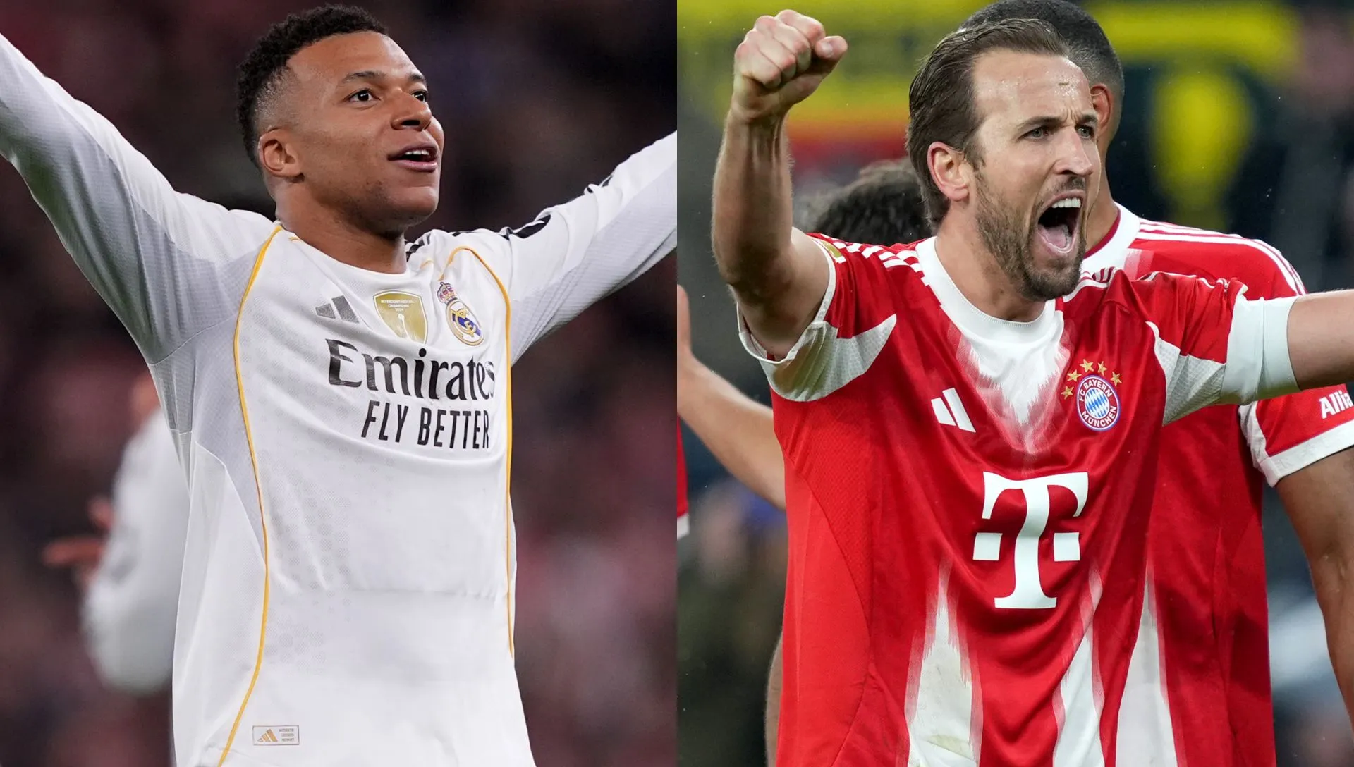 Mbappé e Kane em ação na Champions