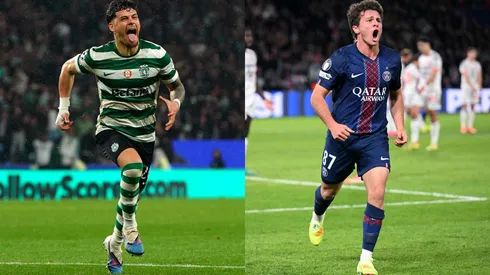 Maxi Araújo e João Neves são reconhecidos após desempenho na Champions League. Foto: Gualter Fatia/Stuart Franklin/Getty Images