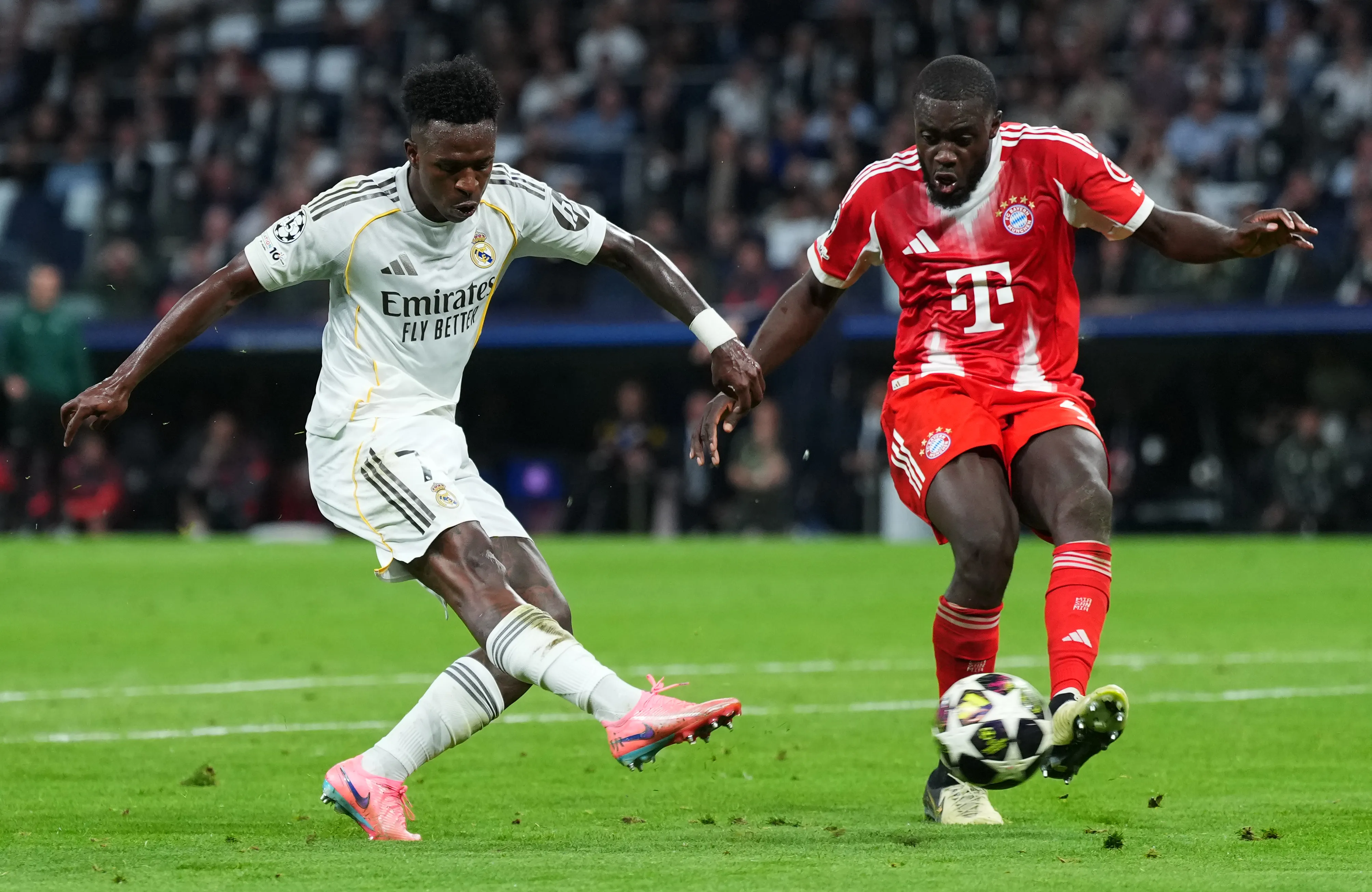 Vini Jr em jogo contra o Bayern. Foto: Angel Martinez/Getty Images