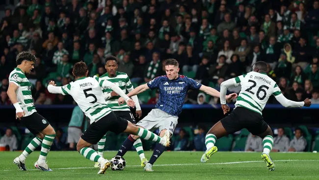 Sporting em ação durante partida da Champions League. Foto: Clive Brunskill/Getty Images