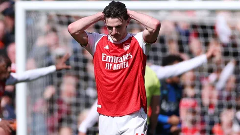 Declan Rice em campo pelo Arsenal. Foto: Justin Setterfield/Getty Images