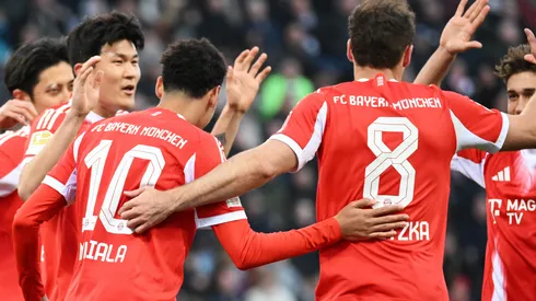 Jogadores do Bayern de Munique comemorando um gol da equipe. Foto: Stuart Franklin/Getty Images