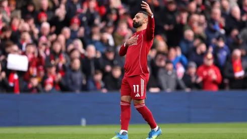 Salah marca na vitória do Liverpool. Foto: Carl Recine/Getty Images