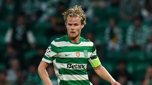 Manchester City quer contratar Morten Hjulmand para renovar o meio de campo de Pep Guardiola na próxima temporada. (Foto por Gualter Fatia/Getty Images)