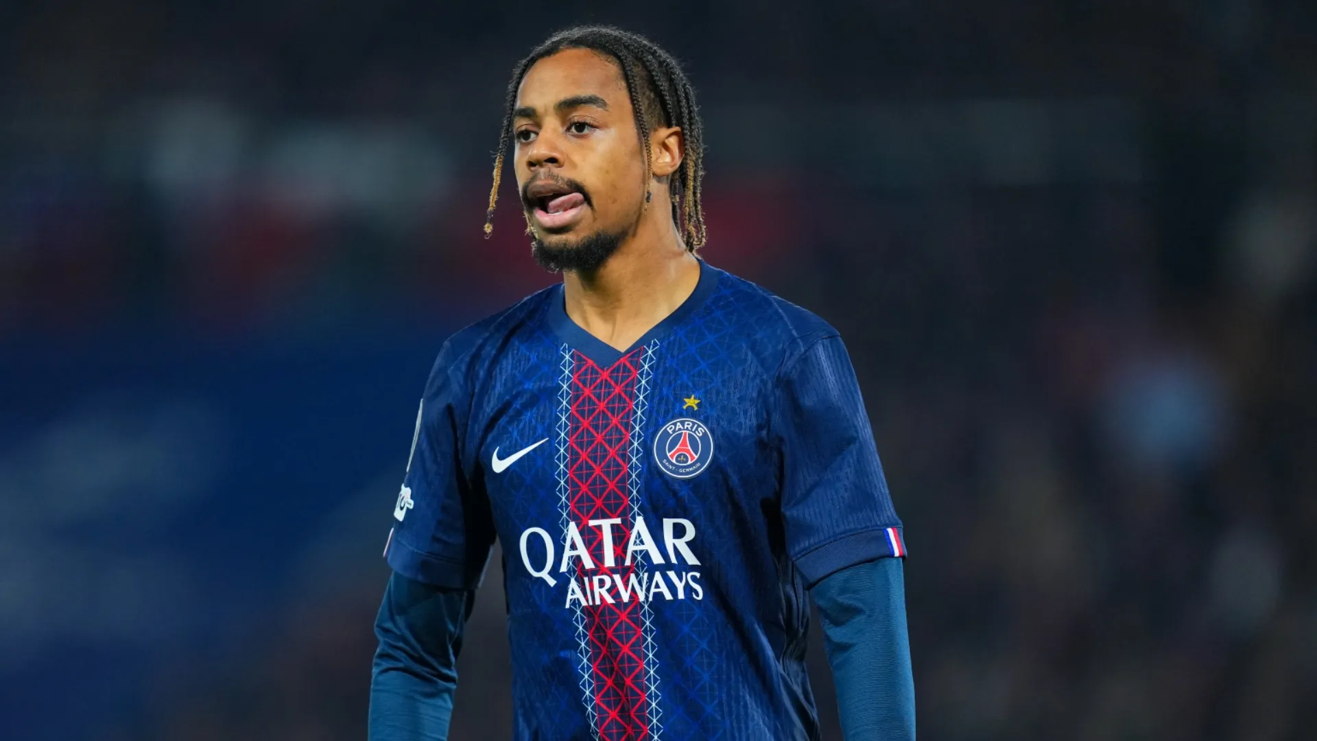 Barcola, alvo do Liverpool, em jogo do PSG (Franco Arland/Getty Images)