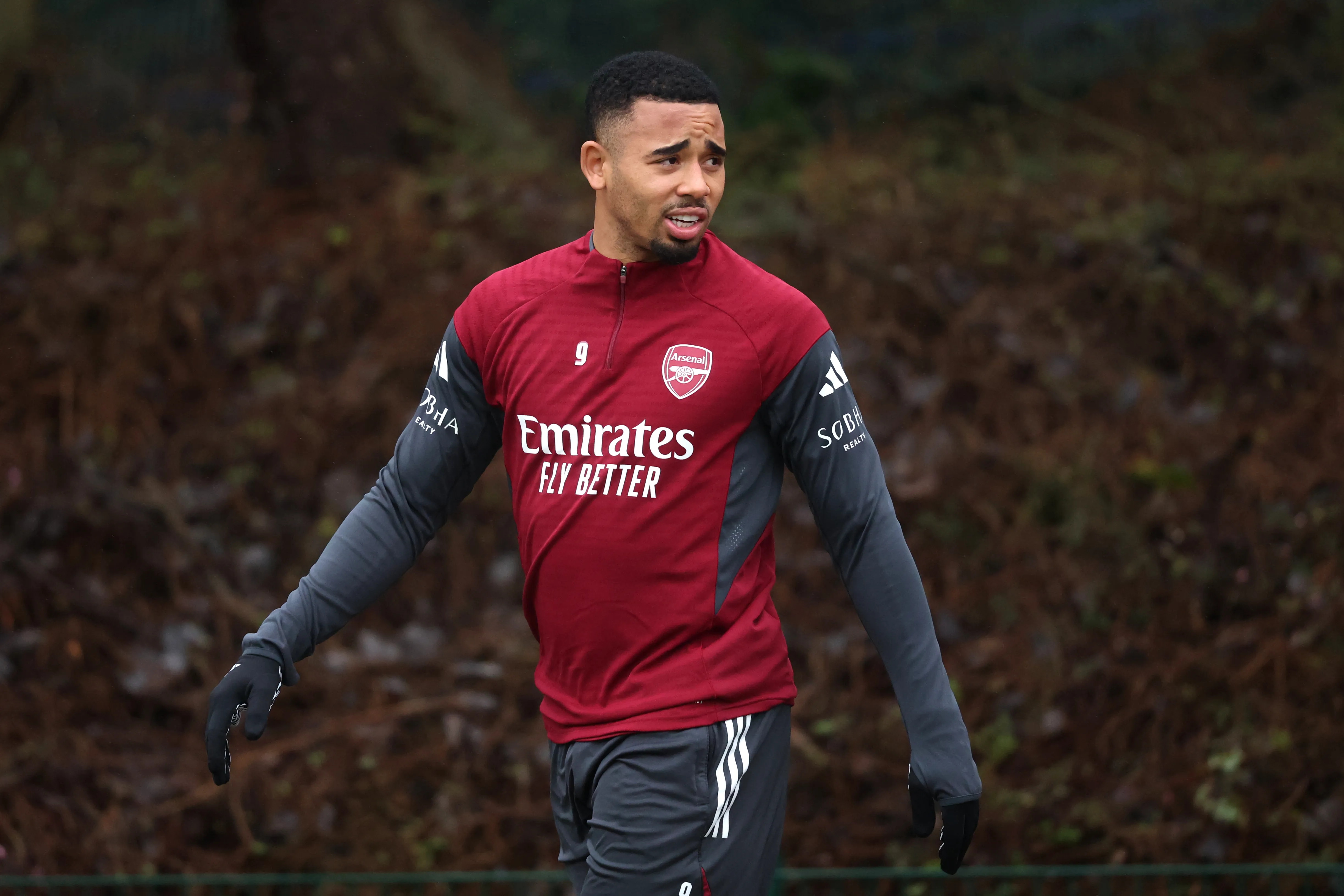 Gabriel Jesus durante uma sessão de treino pelo Arsenal (Foto: Justin Setterfield/Getty Images)