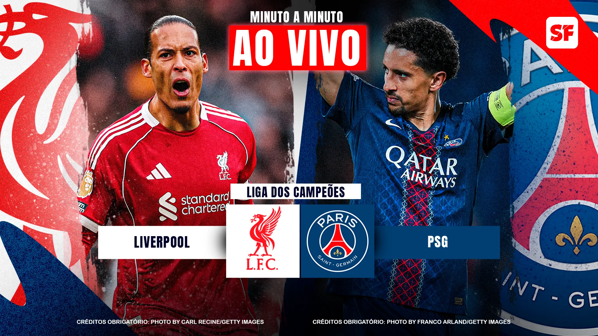 Montagem com fotos de Van Dijk e Marquinhos