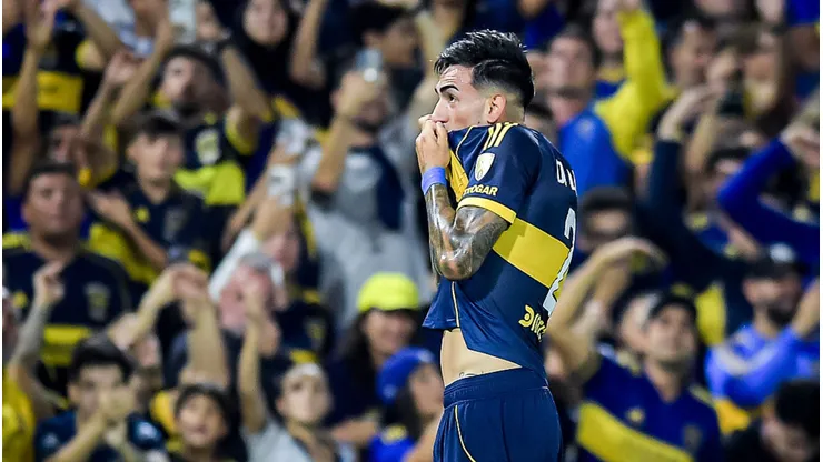 Di Lollo comemora gol pelo Boca Juniors. Marcelo Endelli/Getty Images.