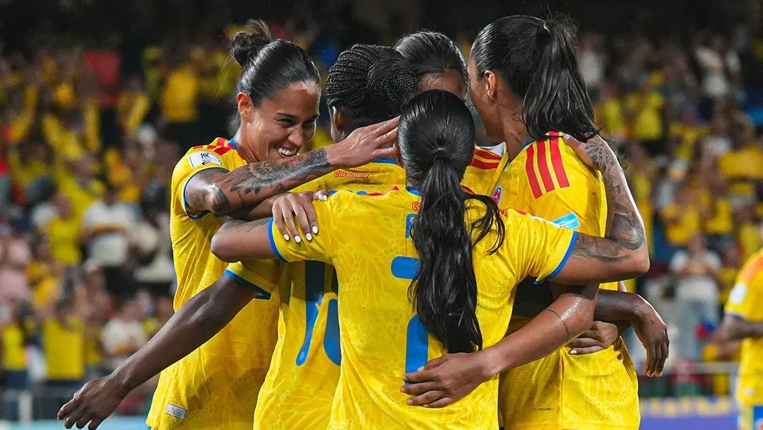Jogadoras da Colômbia comemorando o gol marcado contra a Venezuela - Foto: Redes Sociais/Colômbia