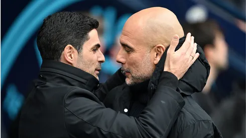 Técnicos Mikel Arteta e Guardiola. (Foto: Michael Regan/Getty Images)