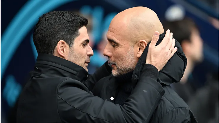 Técnicos Mikel Arteta e Guardiola. (Foto: Michael Regan/Getty Images)