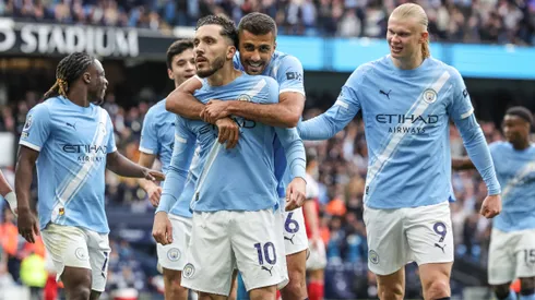 Manchester City v Arsenal - Premier League Rayan Cherki of Manchester City celebrates his goal to make it 1-0 during the Premier League match between Manchester City and Arsenal at Etihad Stadium in Manchester, United Kingdom, on April 19, 2026. Manchester Greater Manchester United, ManU Kingdom PUBLICATIONxNOTxINxFRA Copyright: xNewsxImagesx originalFilename:cosgrove-premierl260419_npl1j.jpg