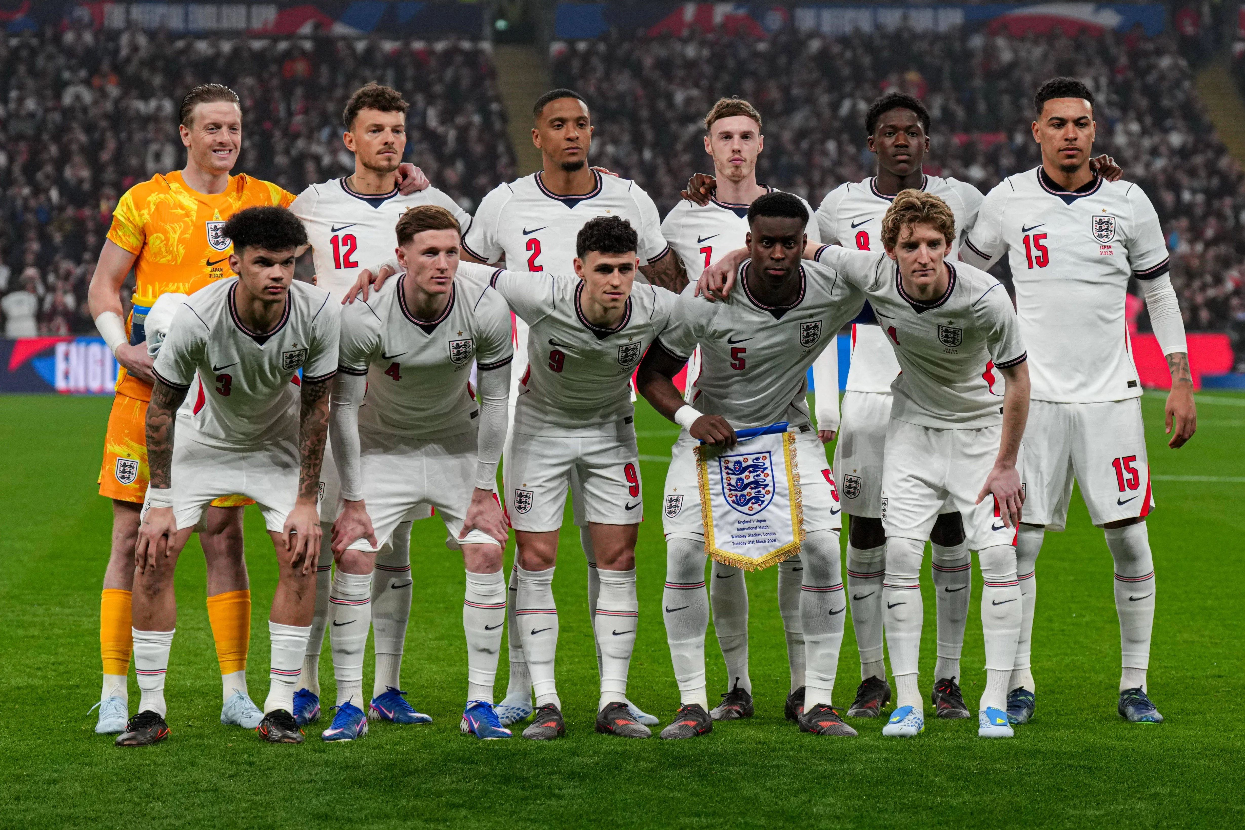 Seleção da Inglaterra na partida contra o Japão, pelo amistos internacional. Foto: IMAGO /&nbsp;Action Plus