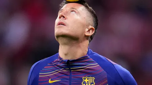 Robert Lewandowski durante jogo do Barça. (Photo by Aitor Alcalde/Getty Images)