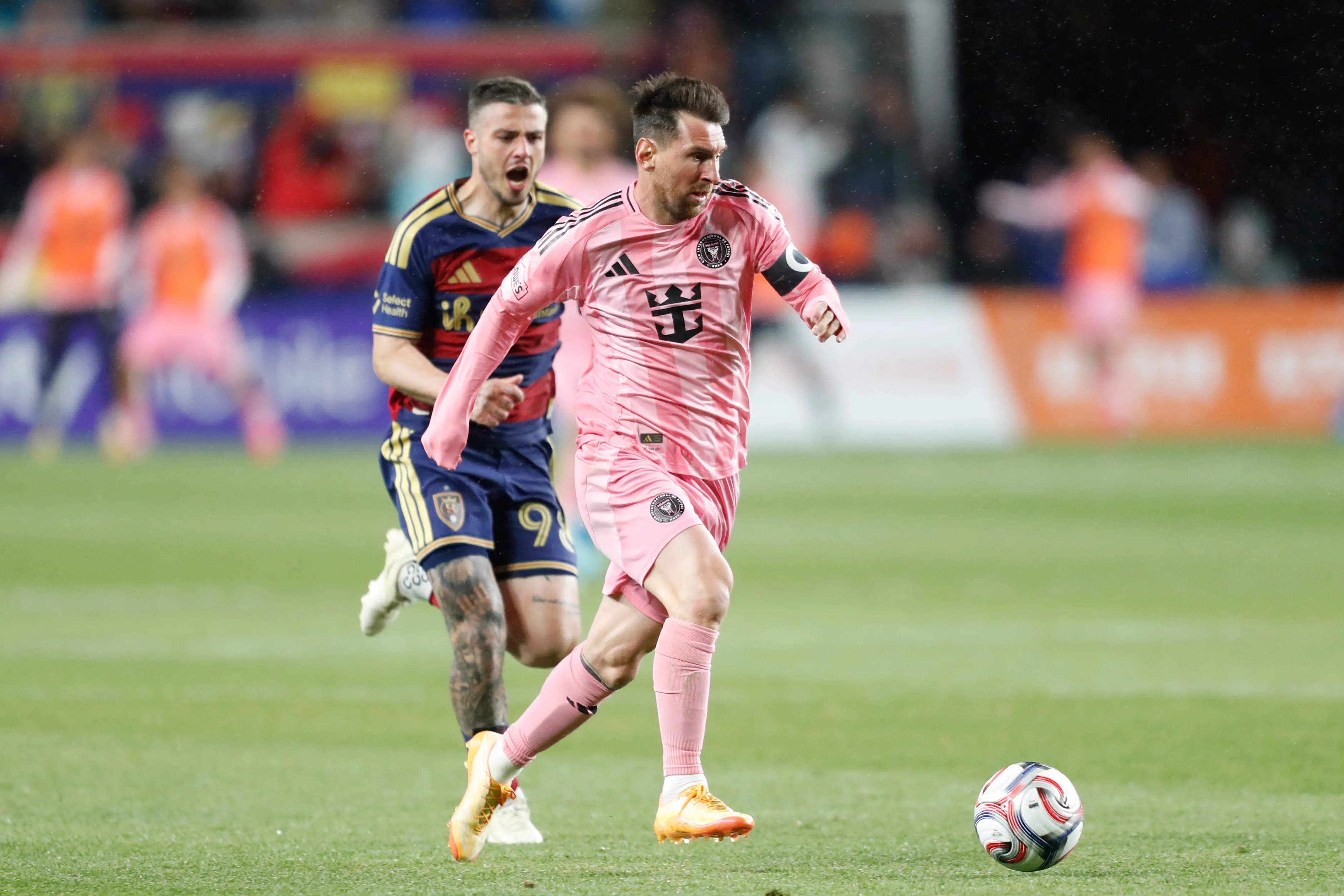 Messi não teve um dos seus melhores dias contra o Real Salt Lake. (Foto: Chris Gardner/Getty Images)