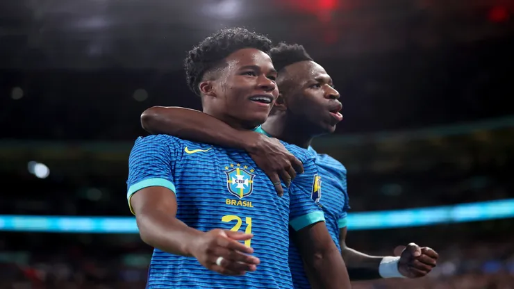 Endrick e Vini Jr pela Seleção Brasileira - Catherine Ivill/Getty Images