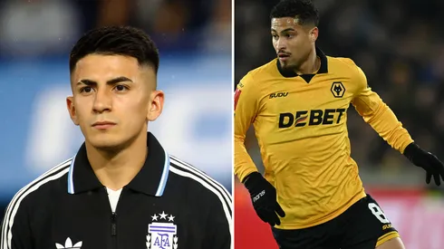 João Gomes vira trunfo do Flamengo por Thiago Almada. Fotos: Marcos Brindicci/Gareth Copley/Getty Imagens