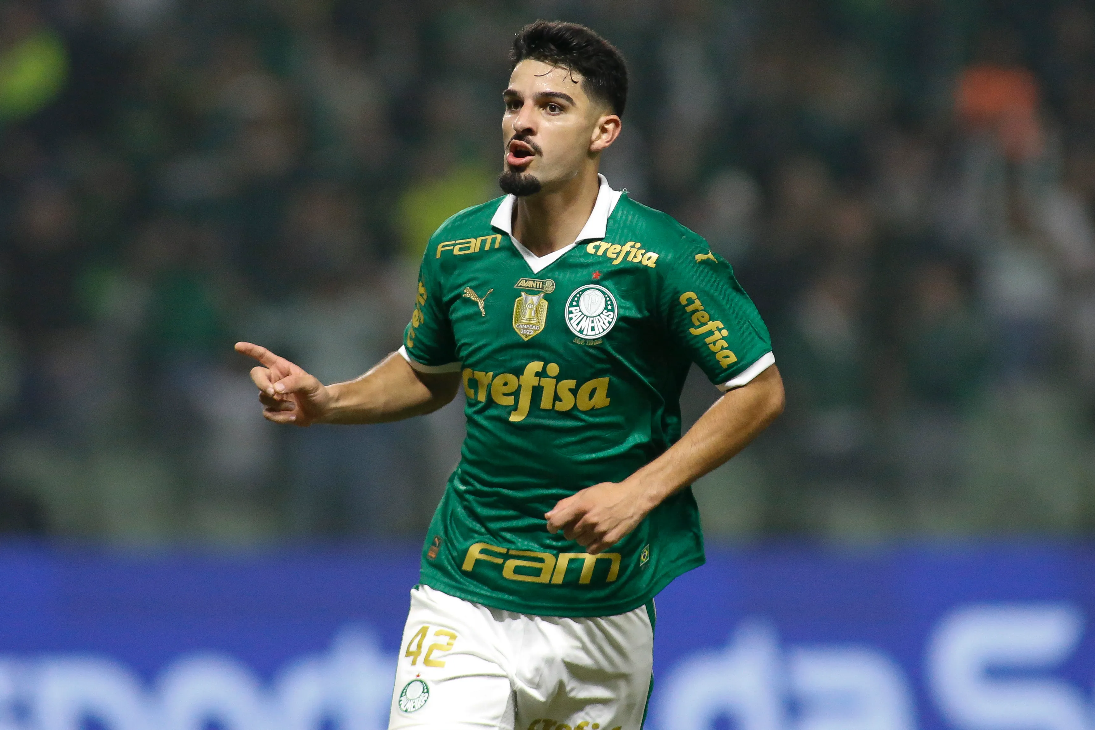 Flaco López em campo com as cores do Palmeiras. Foto: Miguel Schincariol/Getty Images