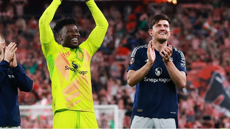 André Onana e Harry Maguire. (Photo by Clive Brunskill/Getty Images)