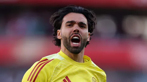 David Raya em campo pelo Arsenal. (Photo by Richard Heathcote/Getty Images)