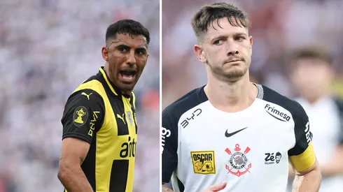 Corinthians recebe o Peñarol em casa pela Libertadores. Fotos: Guilhermo Legaria (à esquerda) | Alexandre Schneider (à direita)/Getty Imagens